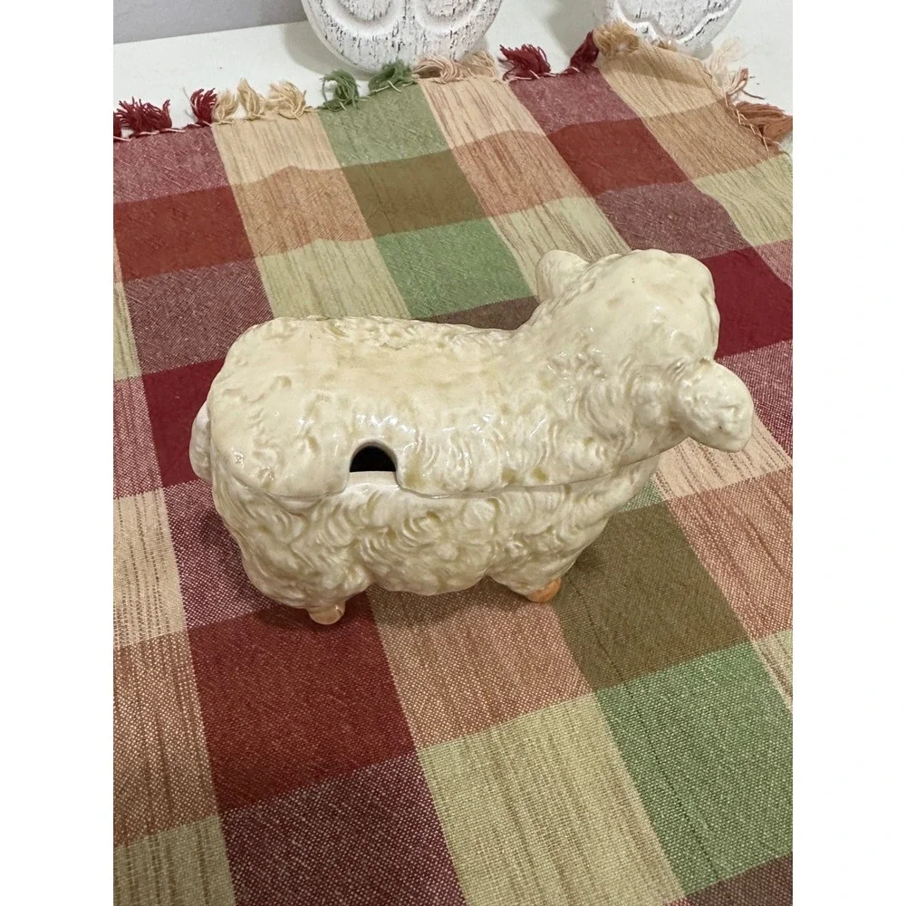 Otagiri Vintage Ceramic Sheep Jam Jar Lidded Sugar Bowl Japan Farmhouse Decor